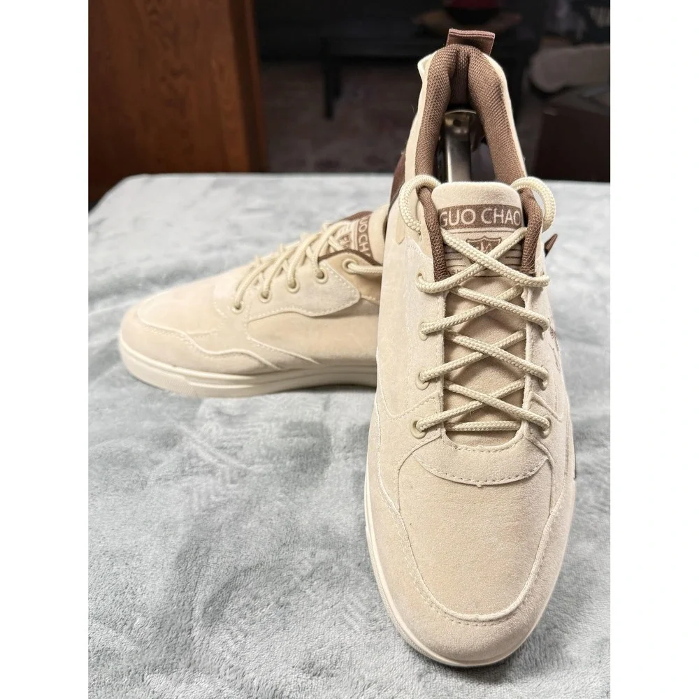 GUO CHAO‎ Shoes Mens Size EU40(US 7)Beige Faux Suede Casual Sneakers Lightweight
